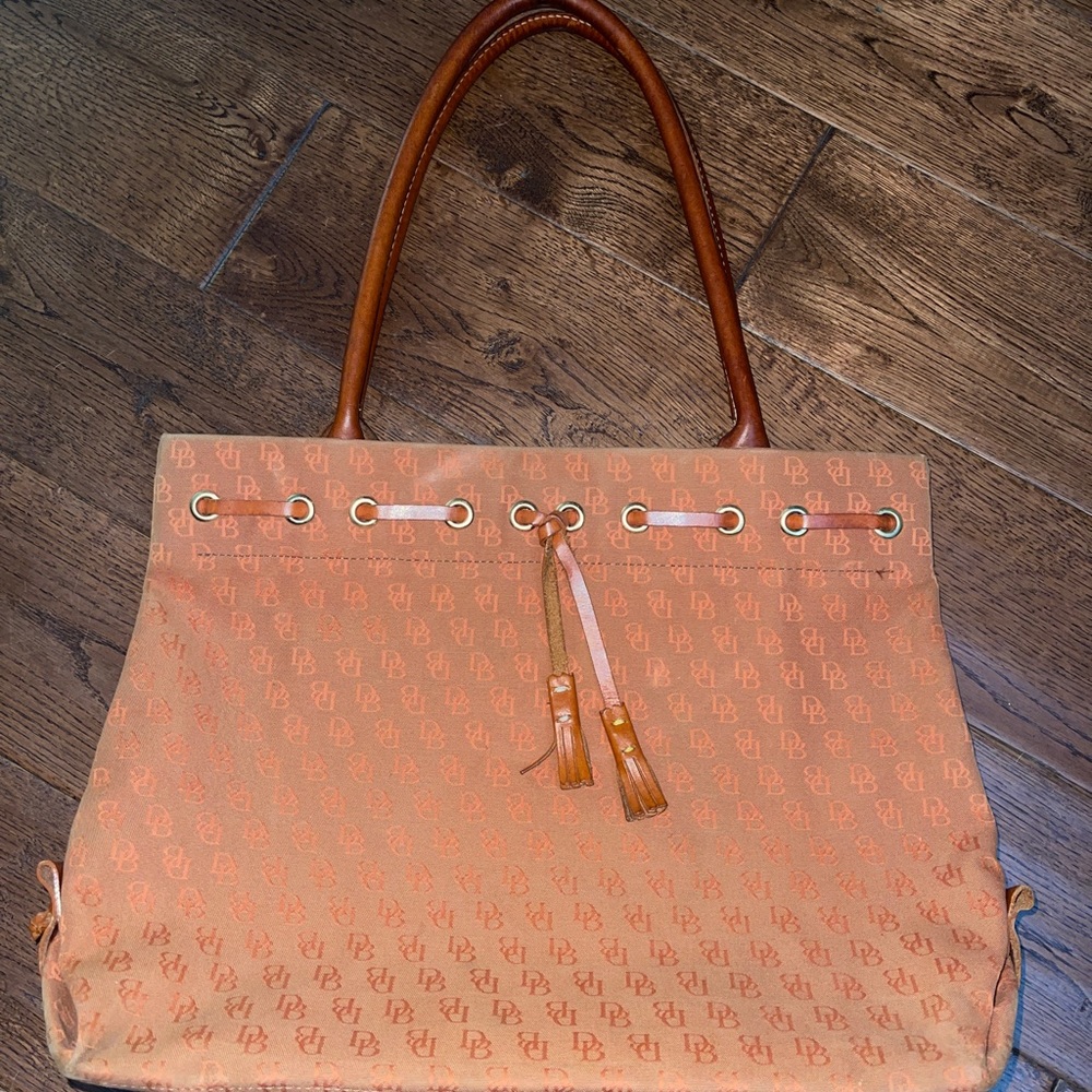 Vintage Dooney & Bourke Purse - Women’s Logo Canvas Handbag Pink Orange Brown